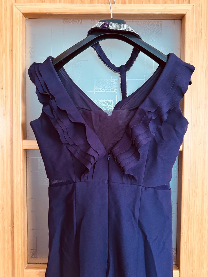 Mor Drapeli Uzun Kadın Abiye Elbise - Görsel 2