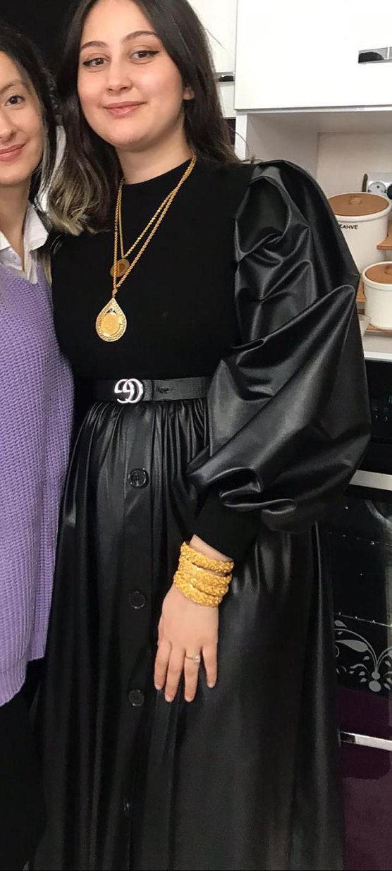 Siyah tesettür Midi Kadın Elbise - Görsel 2