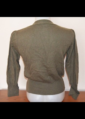 DeriQue Düğmeli Kısa Haki Kadın Hırka - Görsel 3