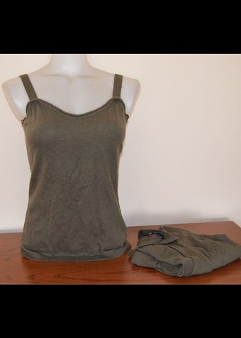 DeriQue Düğmeli Kısa Haki Kadın Hırka - Görsel 4