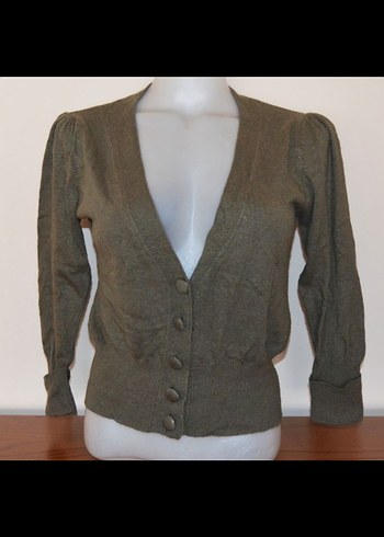 DeriQue Düğmeli Kısa Haki Kadın Hırka - Görsel 2