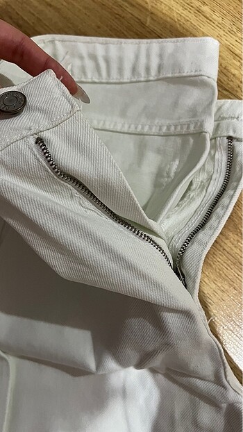 l Beden Beyaz/Lime rengi kot pantolon