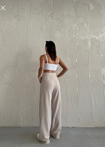 l Beden Bej Kadın Regular Fit Kumaş Pantolon