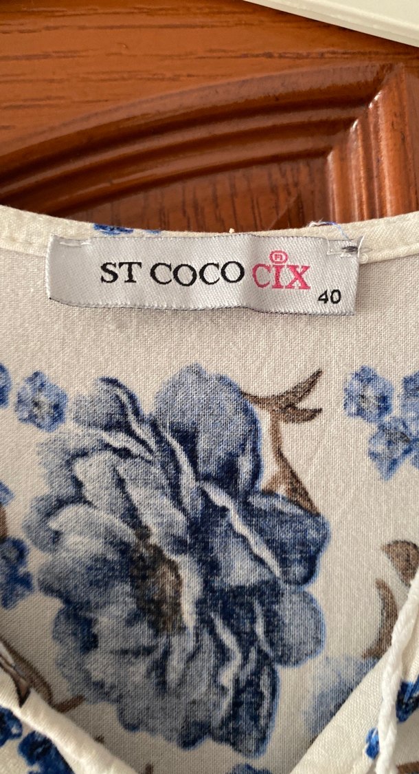 Mavi Çiçek Desenli Uzun Bohem Elbise - Görsel 5