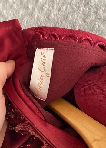 Bordo Desenli Uzun Kollu Straplez Kadın Elbise - Görsel 10