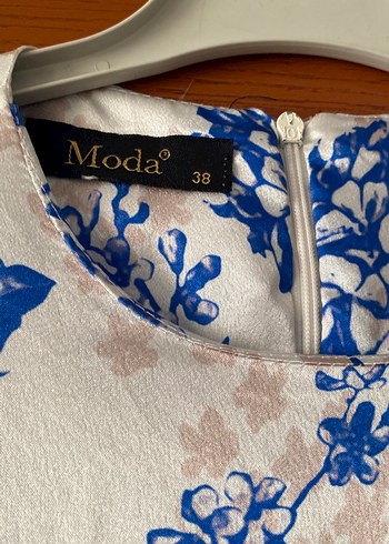 Mavi Çiçek Desenli Bohem Uzun Elbise - Görsel 3