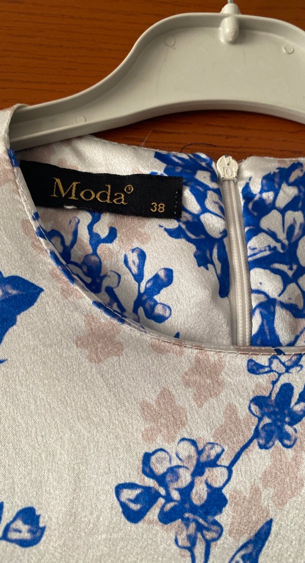 Mavi Çiçek Desenli Bohem Uzun Elbise - Görsel 3