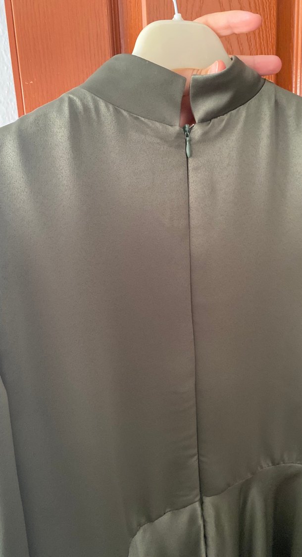 Nakışlı Gri Uzun Kollu Kadın Abiye Elbise - Görsel 5