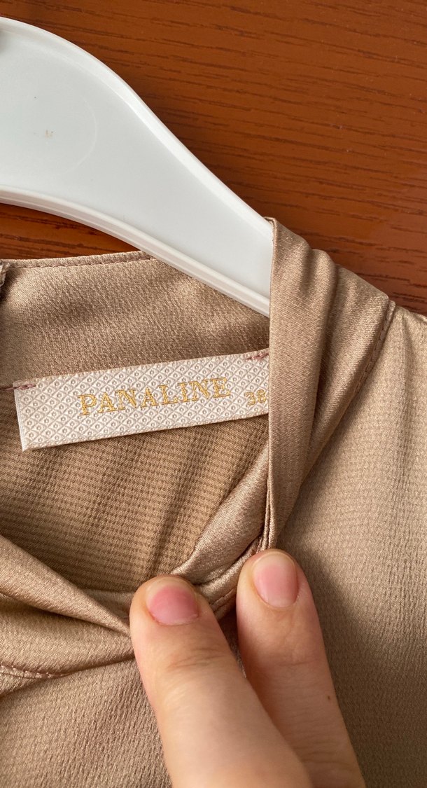 Bej Uzun Kollu Kemerli Kadın Elbise - Görsel 4