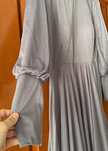 Uzun Kollu Mor Bohem Uzun Abiye Elbise - Görsel 2