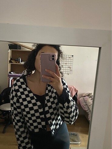 DeFacto dama desenli crop hırka
