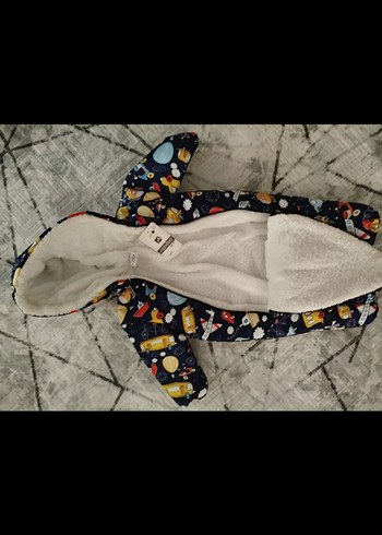 Bebek Erkek Çok Renkli Desenli Kürklü Tulum - Görsel 2