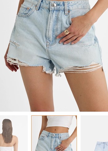 Stradivarius Distressed Denim Şort