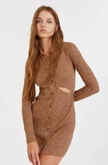PULL&BEAR Fitilli Pencere Detaylı Elbise