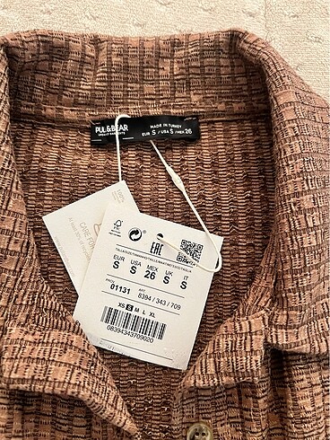 s Beden kahverengi Renk PULL&BEAR Fitilli Pencere Detaylı Elbise