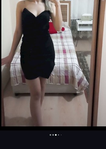 Kırmızı Drapeli Uzun Abiye Elbise - Görsel 4