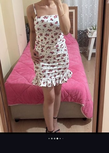 Kırmızı Drapeli Uzun Abiye Elbise - Görsel 5