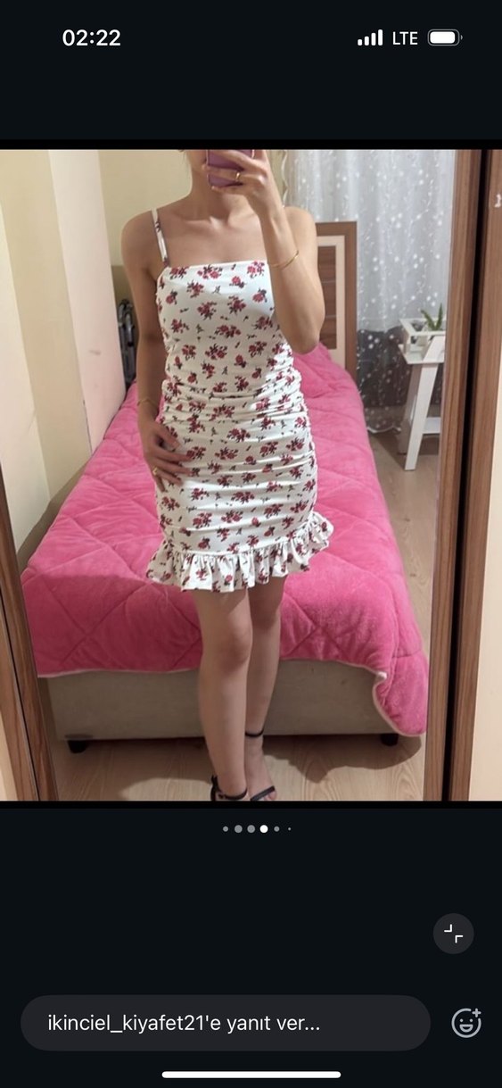 Kırmızı Drapeli Uzun Abiye Elbise - Görsel 5