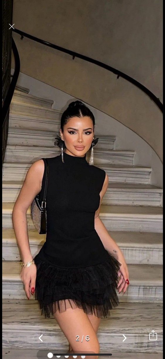 Tütü Detaylı Siyah Mini Gotik Elbise zara muadil - Görsel 2