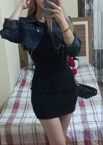 34 Beden Siyah Mini Elbise