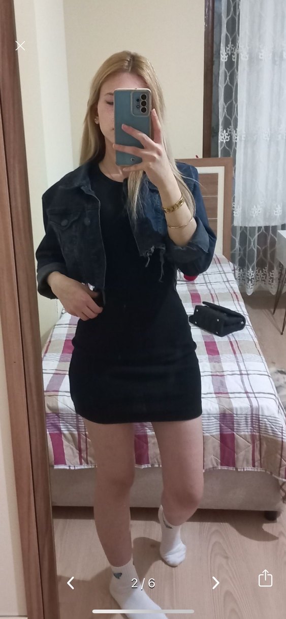 Siyah Mini Elbise - Görsel 3