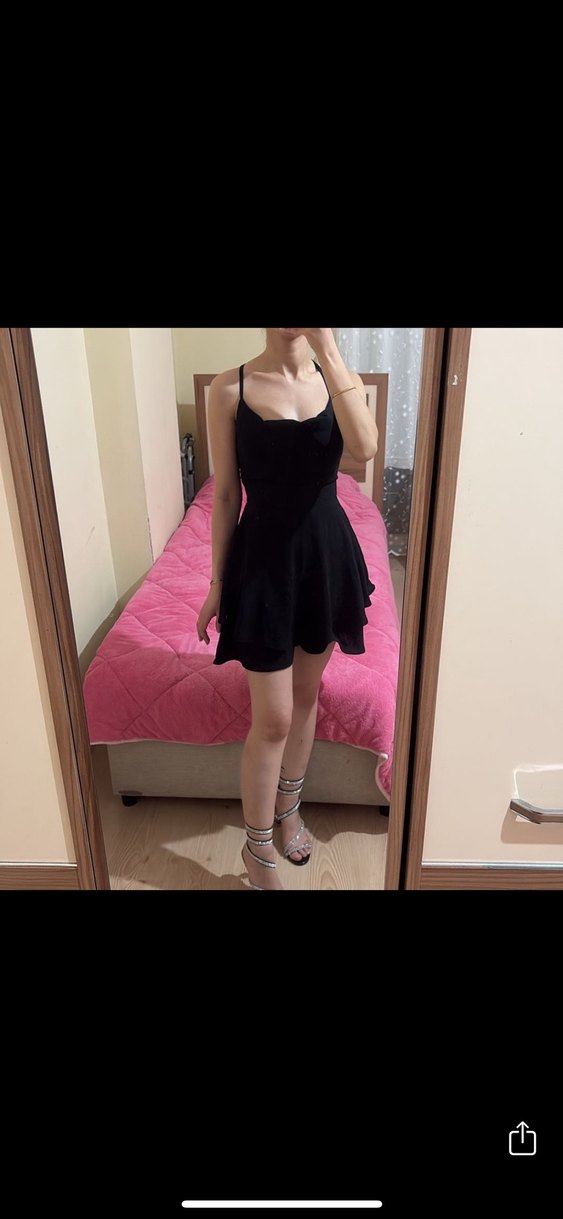 Siyah Mini Strappy Gotik Elbise - Görsel 2