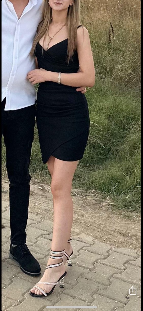 Siyah Mini Straplez Kadın Elbise - Görsel 3