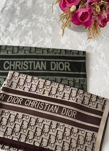 Dior Dior Desenli İpek Şal Hakı