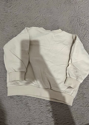 Bej Kadın Oversize Bisiklet Yaka Sweatshirt - Görsel 4