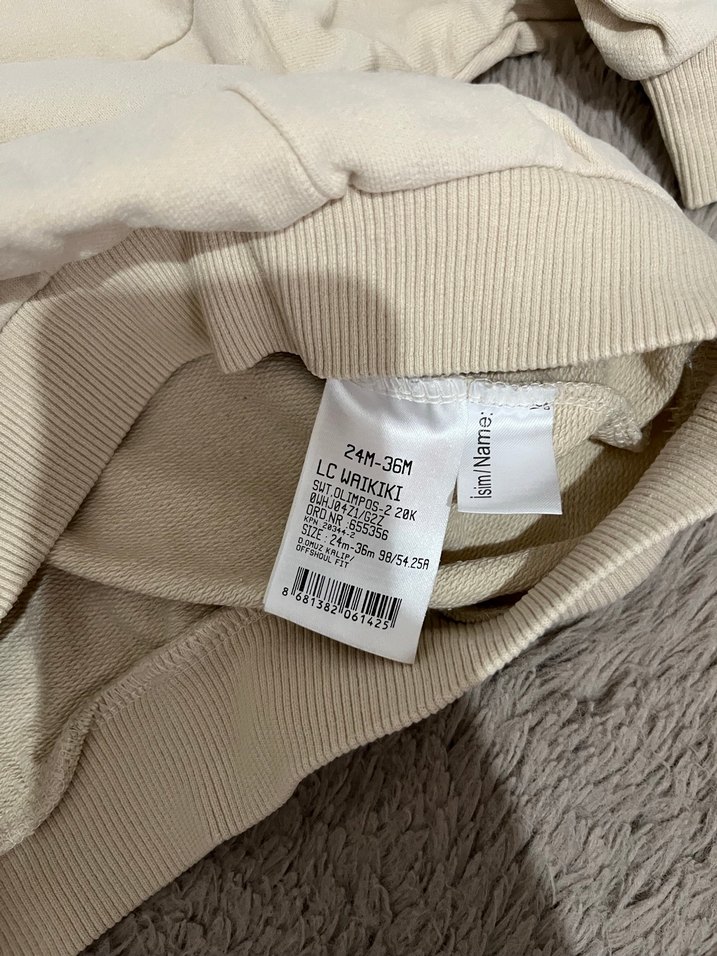 Bej Kadın Oversize Bisiklet Yaka Sweatshirt - Görsel 3