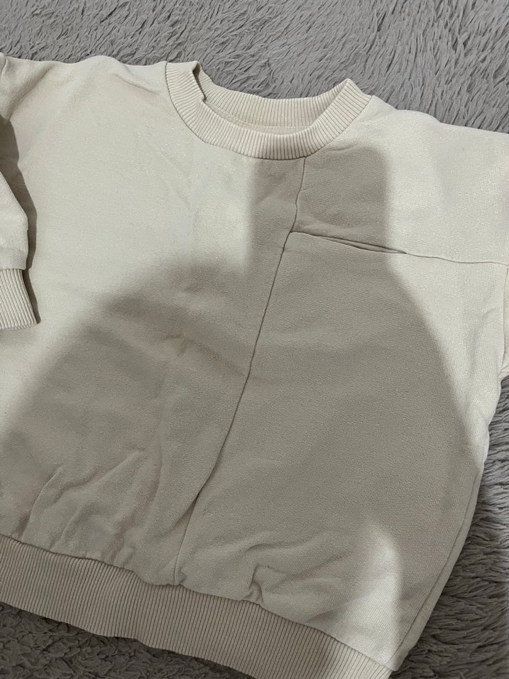 Bej Kadın Oversize Bisiklet Yaka Sweatshirt - Görsel 2