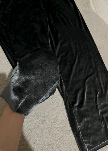 Gri kadife bol paça pantolon - Görsel 4