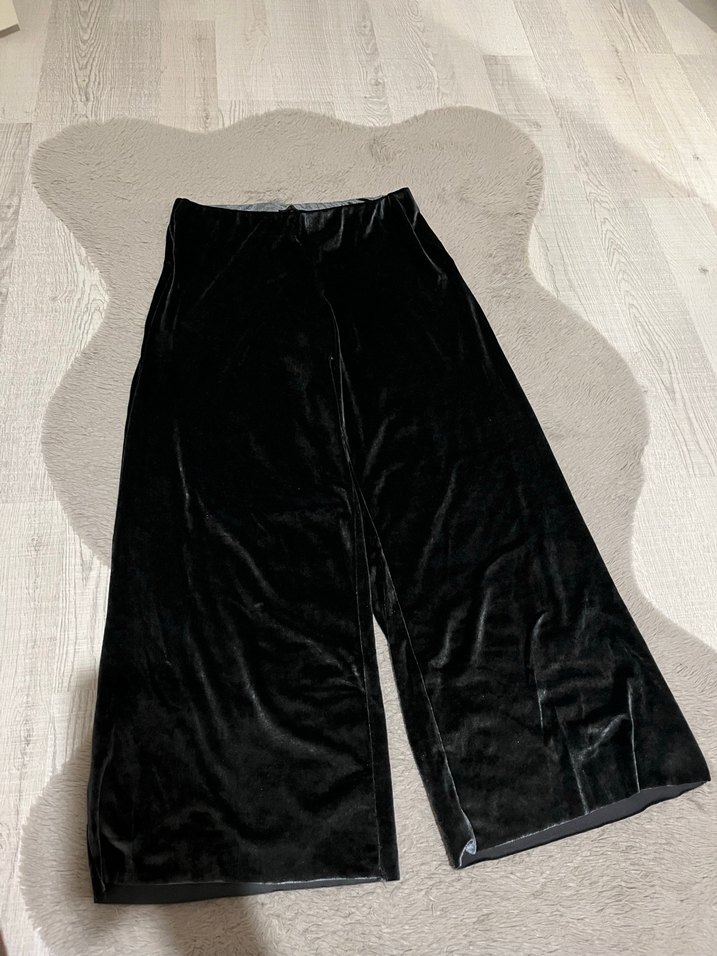 Gri kadife bol paça pantolon - Görsel 3