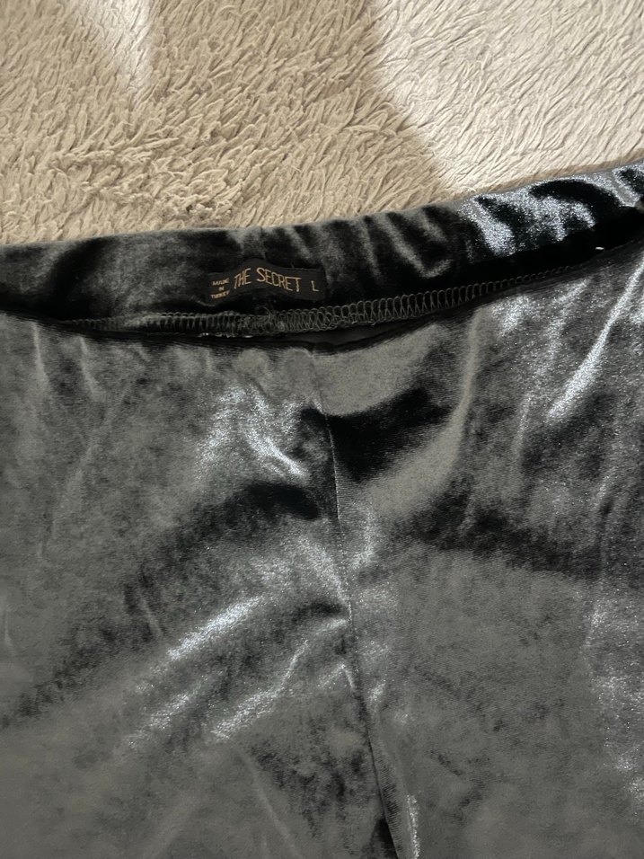 Gri kadife bol paça pantolon - Görsel 2