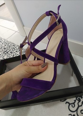 Mor Süet Stiletto Topuklu Kadın Abiye Ayakkabı - Görsel 3