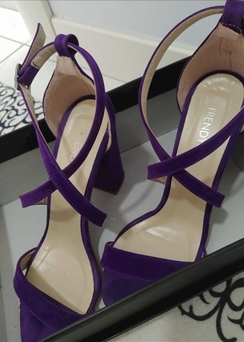 Mor Süet Stiletto Topuklu Kadın Abiye Ayakkabı - Görsel 2