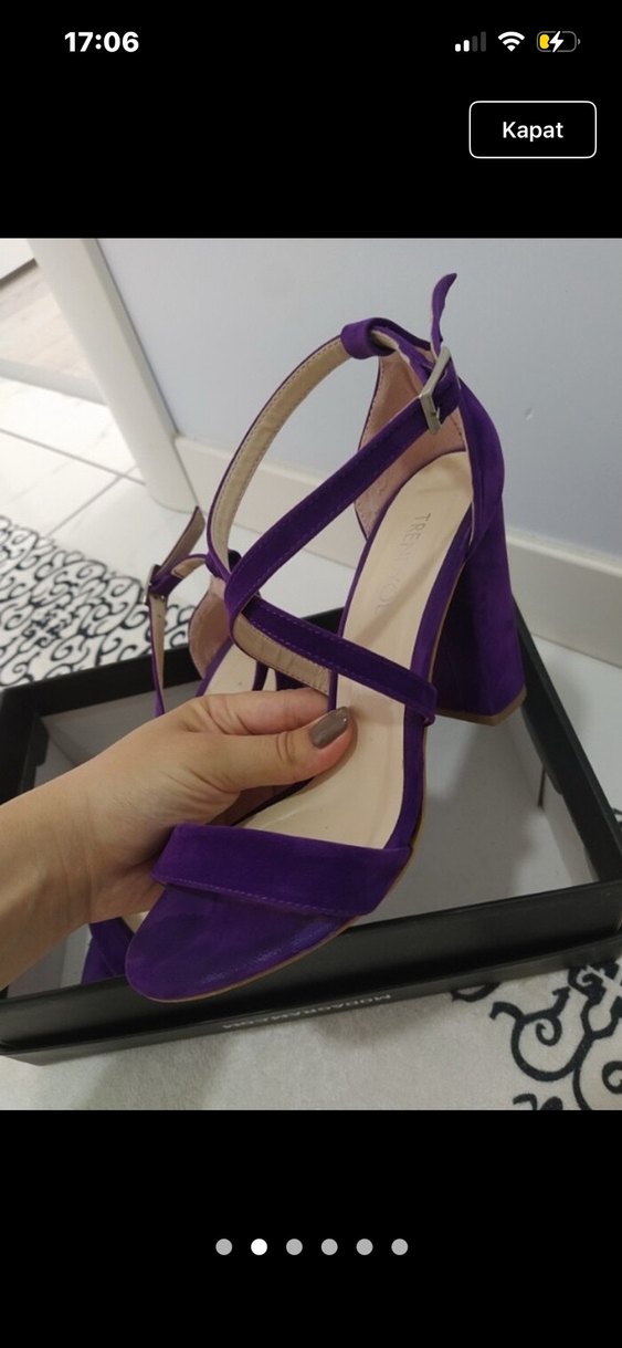 Mor Süet Stiletto Topuklu Kadın Abiye Ayakkabı - Görsel 3