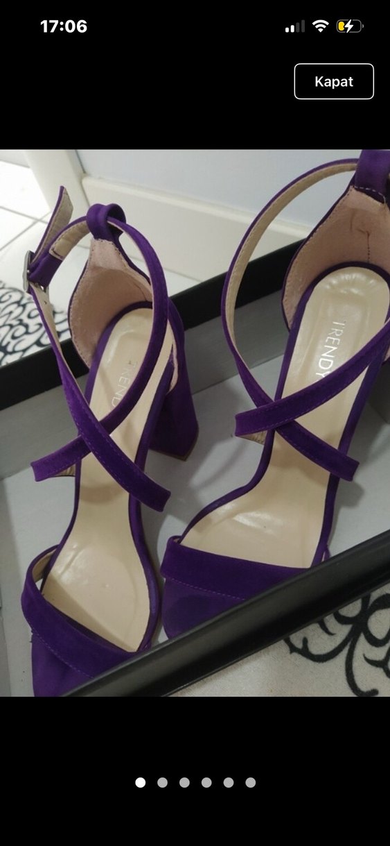 Mor Süet Stiletto Topuklu Kadın Abiye Ayakkabı - Görsel 2