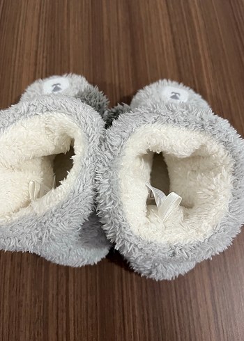 Çocuk Gri Sıcak Kürklü Ev pandufu - Görsel 5