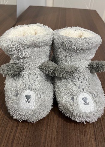 Çocuk Gri Sıcak Kürklü Ev pandufu - Görsel 2