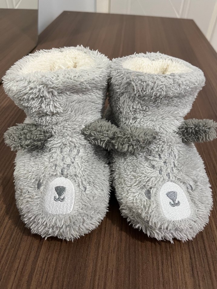 Çocuk Gri Sıcak Kürklü Ev pandufu - Görsel 2