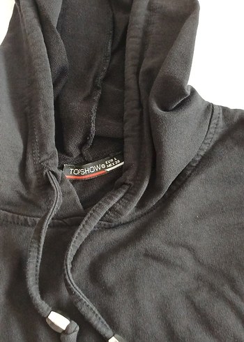 38 Beden Zincir Detaylı Siyah Kapüşonlu Sweatshirt