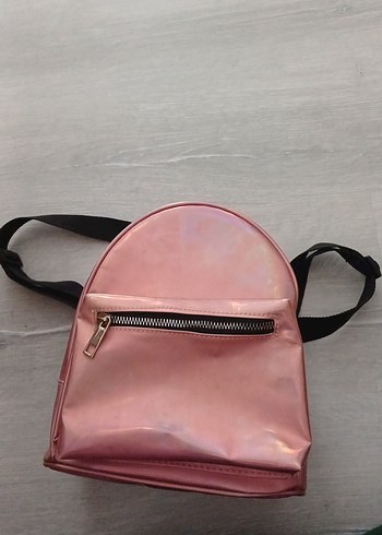 Pembe Parlak Deri çocuk Sırt Çantası