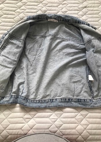 Diğer Gri Kapüşonlu Kadın Denim Ceket