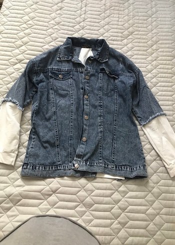 Mavi Düğmeli Kadın Denim Ceket