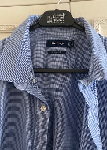 Nautica Düğmeli Mavi Keten Erkek Gömlek