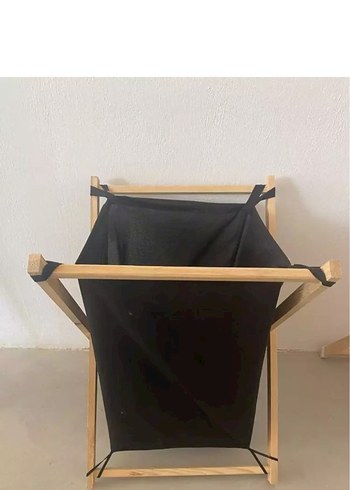 Ahşap Ayaklı Siyah Katlanabilir Sepet - Görsel 7