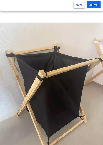 Ahşap Ayaklı Siyah Katlanabilir Sepet - Görsel 6