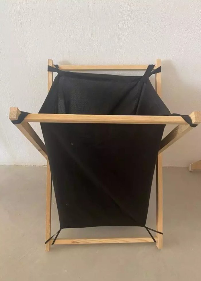 Ahşap Ayaklı Siyah Katlanabilir Sepet - Görsel 3