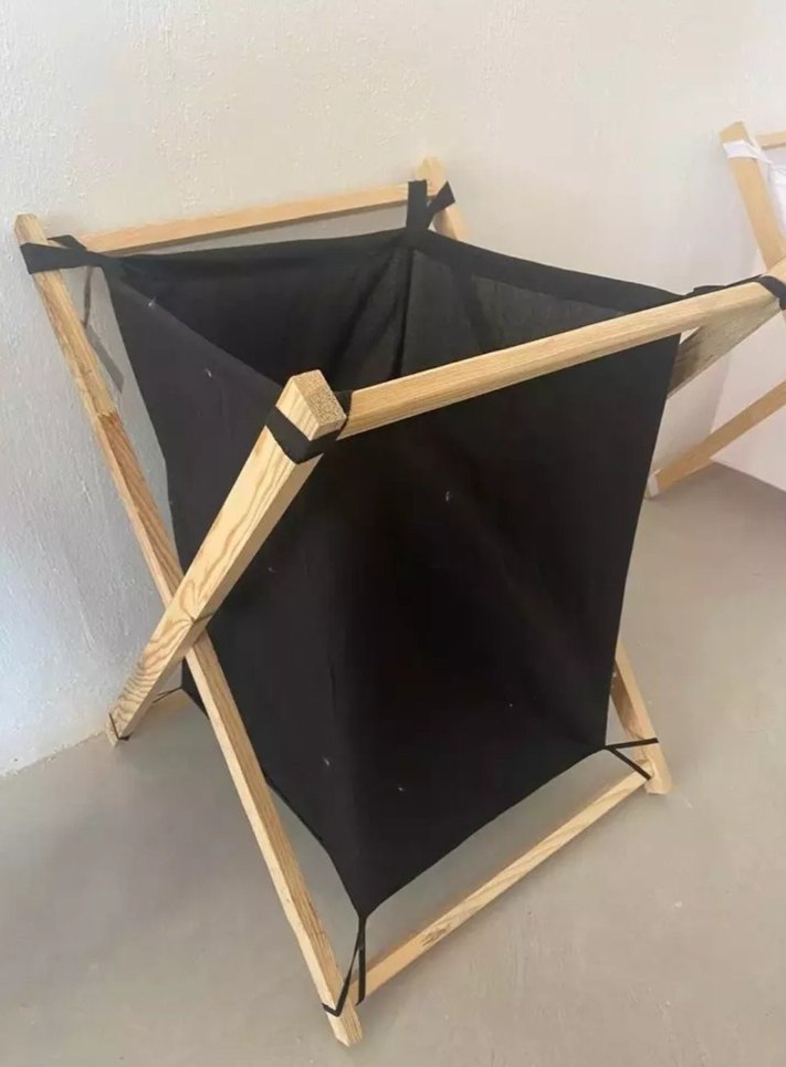 Ahşap Ayaklı Siyah Katlanabilir Sepet - Görsel 5